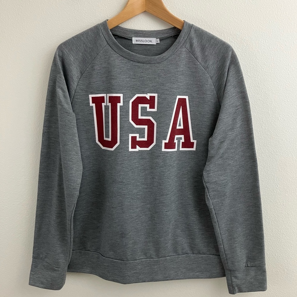 MISSLOOK | USA Heather Gray T-Shirt